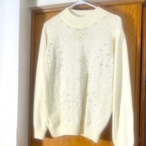 Alfred Dunner Cream Turtleneck Sweater